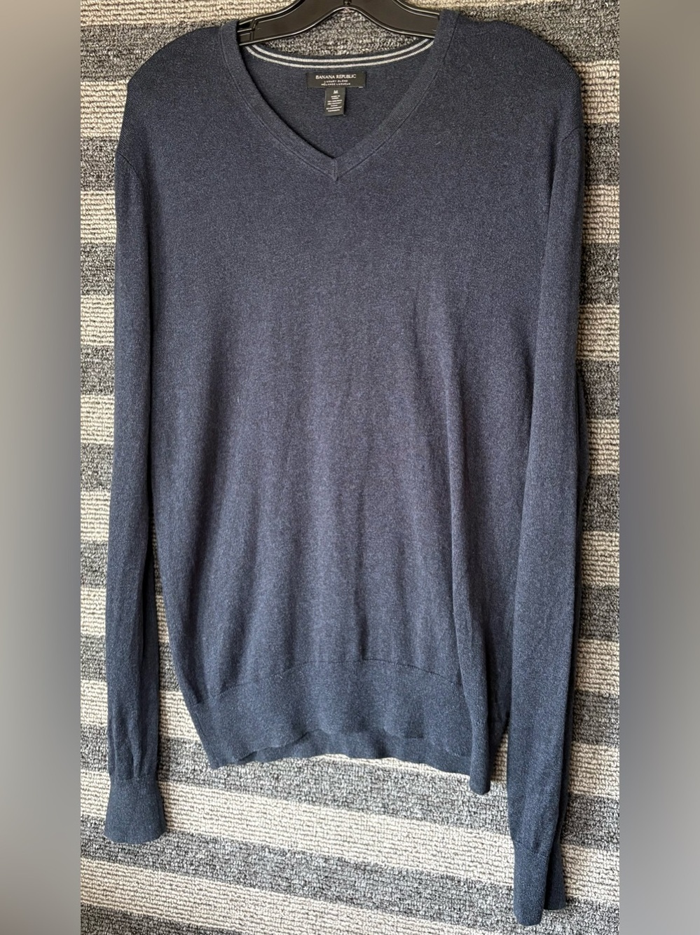 Banana Republic Luxury Blend Silk Cashmere Men’s Dark Blue V-Neck Sweater M